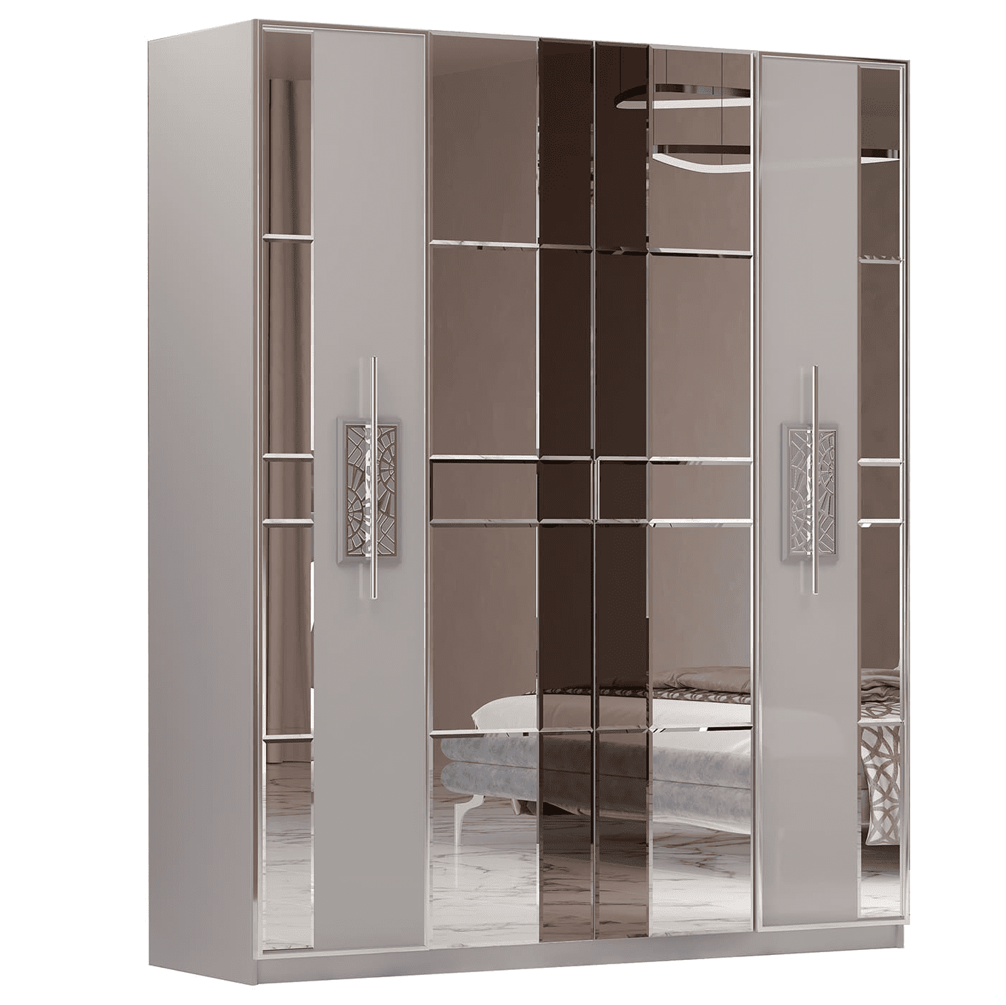 Шкаф четырёхдверный Арида Грация, цвет серый, 182х61х229 см. Шкаф четырёхдверный Арида Грация, цвет серый, 182х61х229 см.