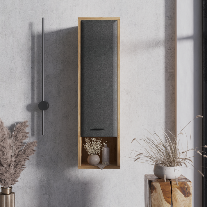 Шкаф навесной БРВ Грейс (Grace), цвет дуб наварра/графит, 34х32х120 см (SFW1D)SFW1D