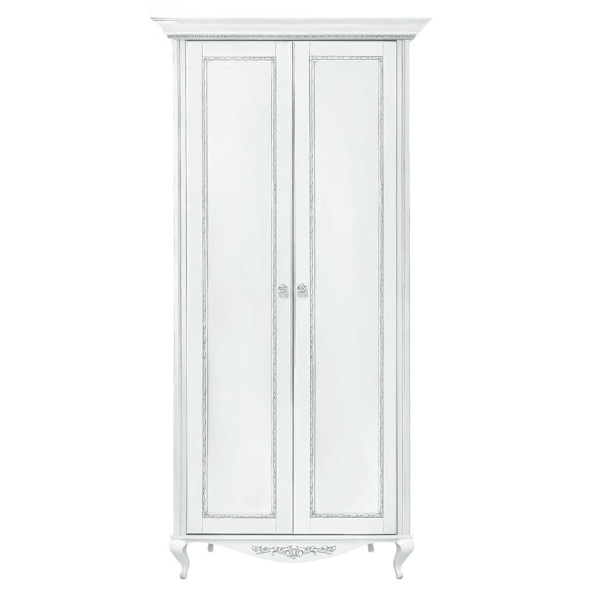 Шкаф платяной Timber Неаполь, 2-х дверный с полками 114x65x227 см цвет: белый с серебром (T-522П)T-522П