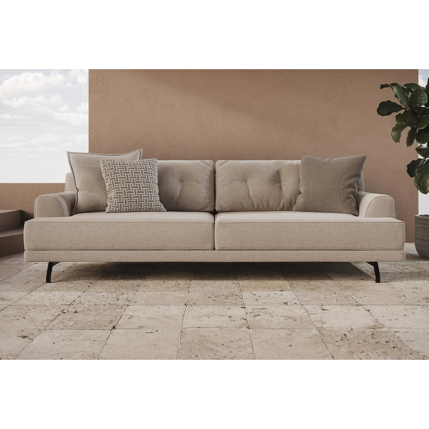 Диван Enza Home Milan, трехместный, бежевый, размер 250х108х82 см Диван Enza Home Milan, трехместный, бежевый, размер 250х108х82 см
