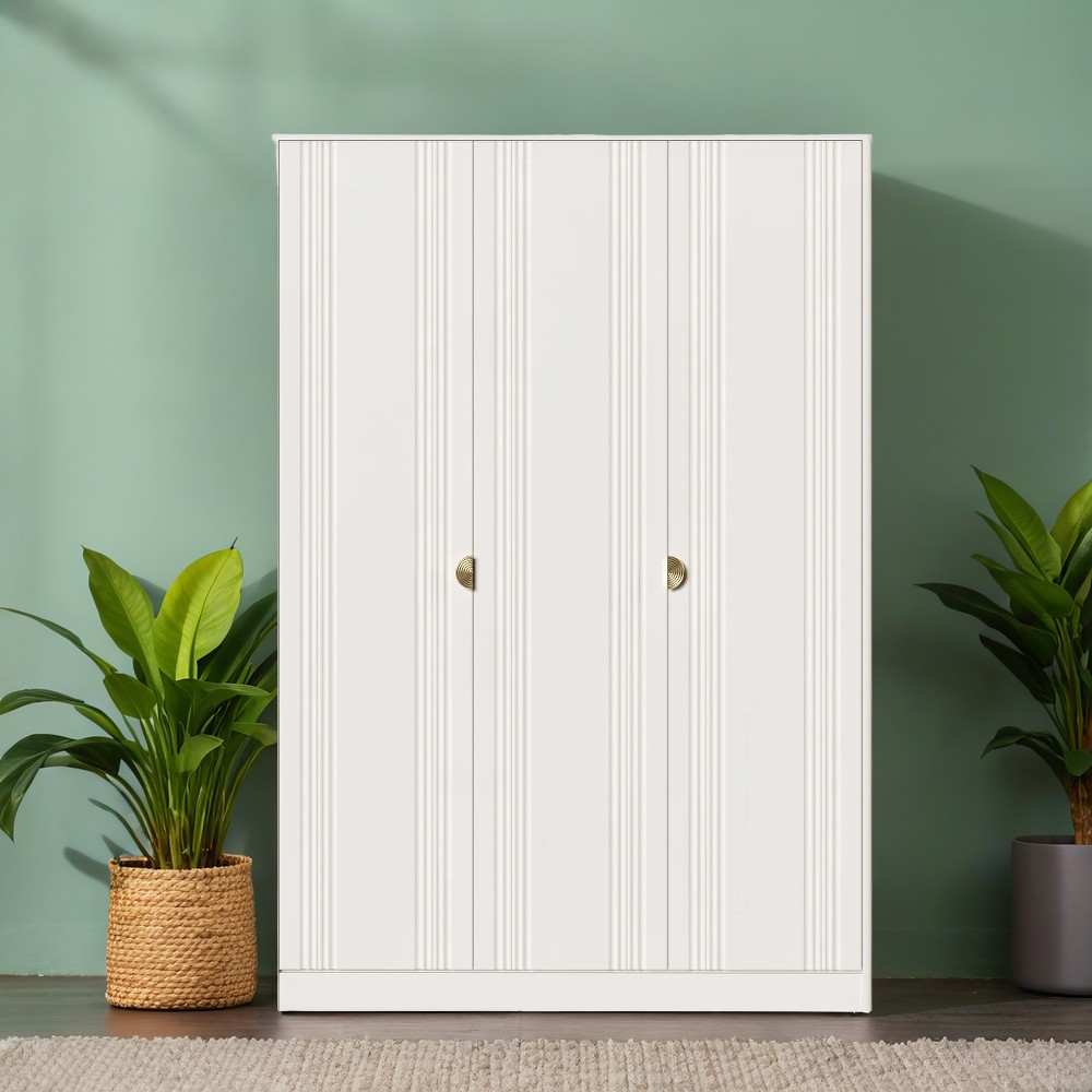 Шкаф платяной Bari White, трехдверный, 158х60х230 см, цвет: белый (BR803W)BR803W Шкаф платяной Bari White, трехдверный, 158х60х230 см, цвет: белый (BR803W)BR803W