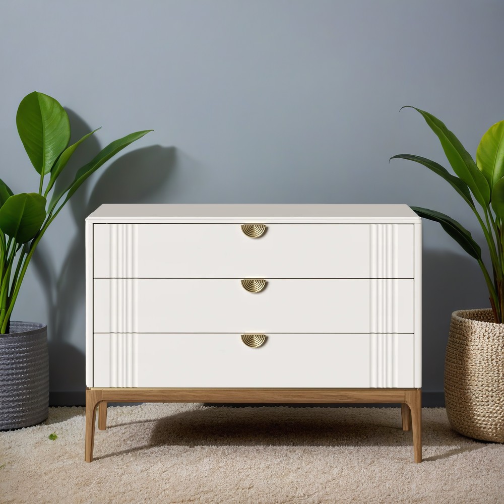 Комод Bari White, 3 ящика, 116x50x86 см, цвет: белый (BR401W)BR401W Комод Bari White, 3 ящика, 116x50x86 см, цвет: белый (BR401W)BR401W