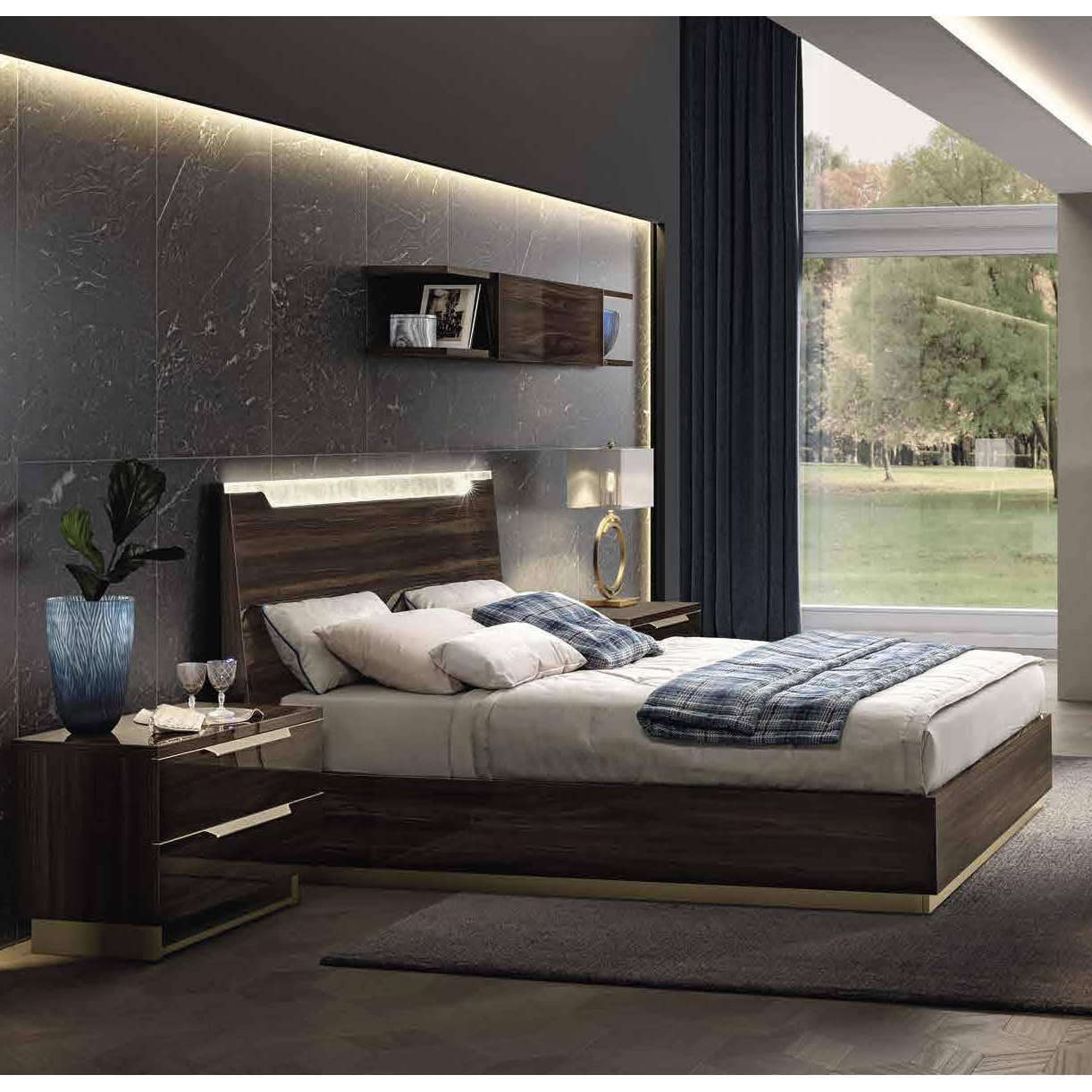Кровать Camelgroup Smart Noce Patrizio, двуспальная, цвет: грецкий орех, 160x200 см (162LET.01NP)162LET.01NP