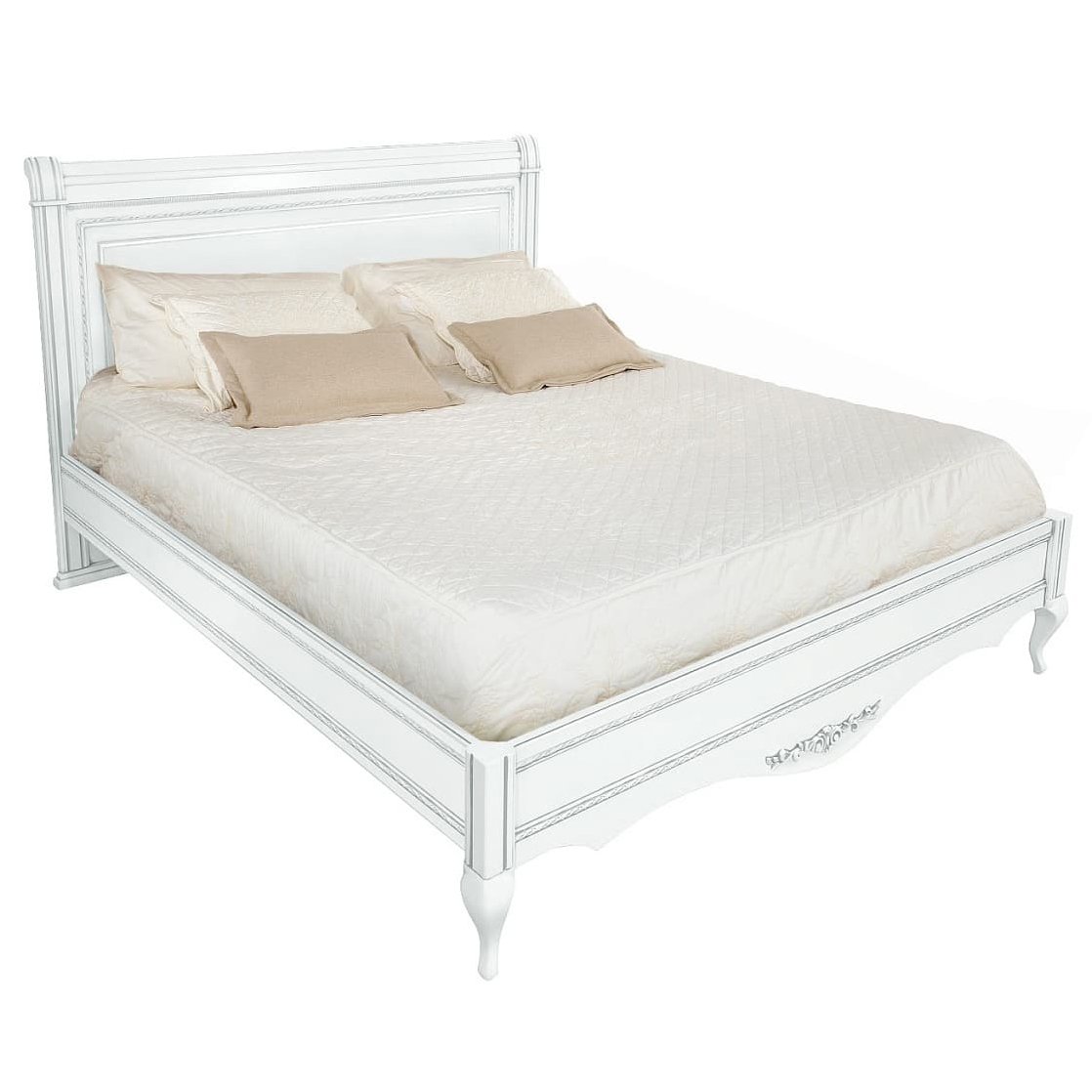 Кровать Timber Неаполь, двуспальная 160x200 см цвет: белый с серебром (T-536)T-536