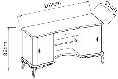 Столик туалетный  Bellona Mariana, цвет: белый, размер 152х51х86 см (MARI-23)MARI-23