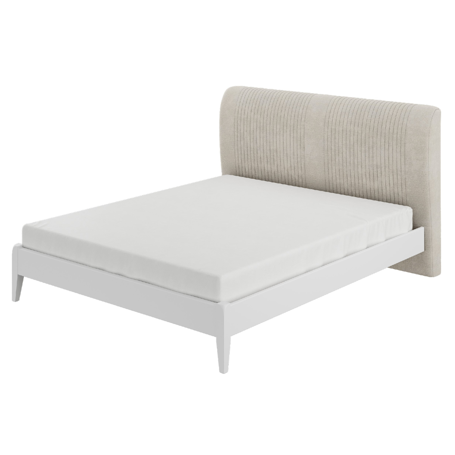 Кровать Bravo Джали, двуспальная, 160х200 см, спинка: айвори/полоса, каркас: белый античный