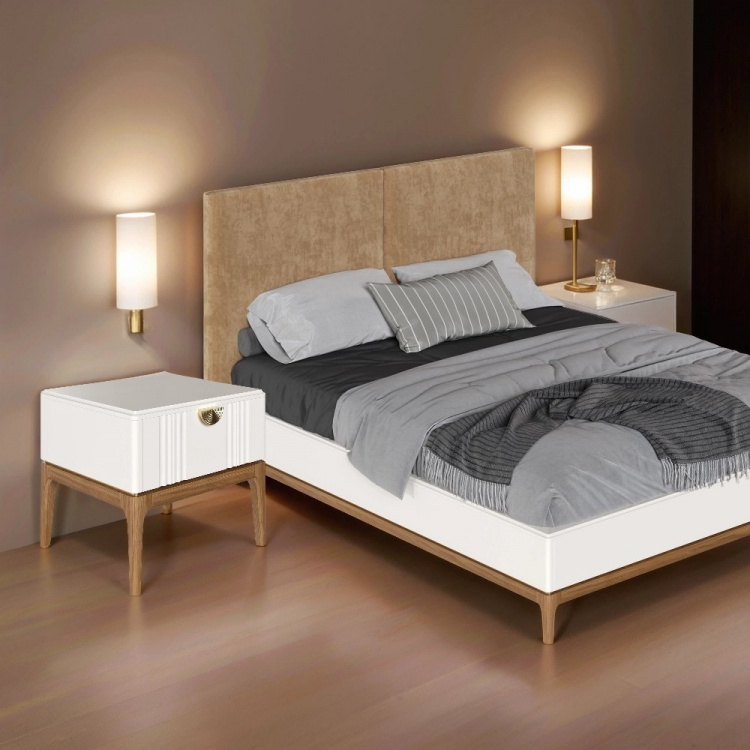 Кровать двуспальная Bari White, 180x200 см, мягкая спинка, цвет: белый (BR228W)BR228W Кровать двуспальная Bari White, 180x200 см, мягкая спинка, цвет: белый (BR228W)BR228W