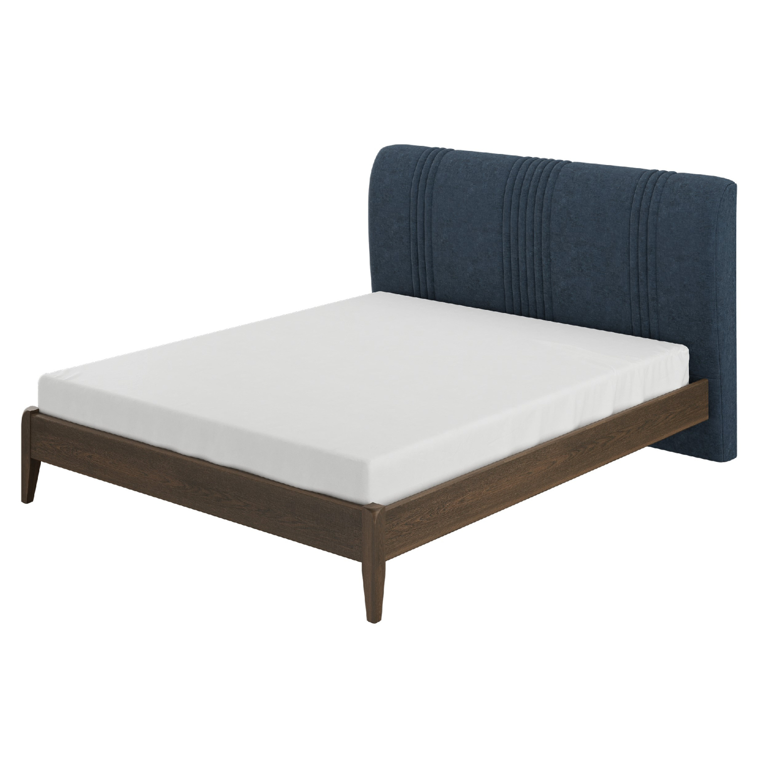 Кровать Bravo Джали, двуспальная, 160х200 см, спинка: темный лазурный/линия, каркас: дуб коньяк