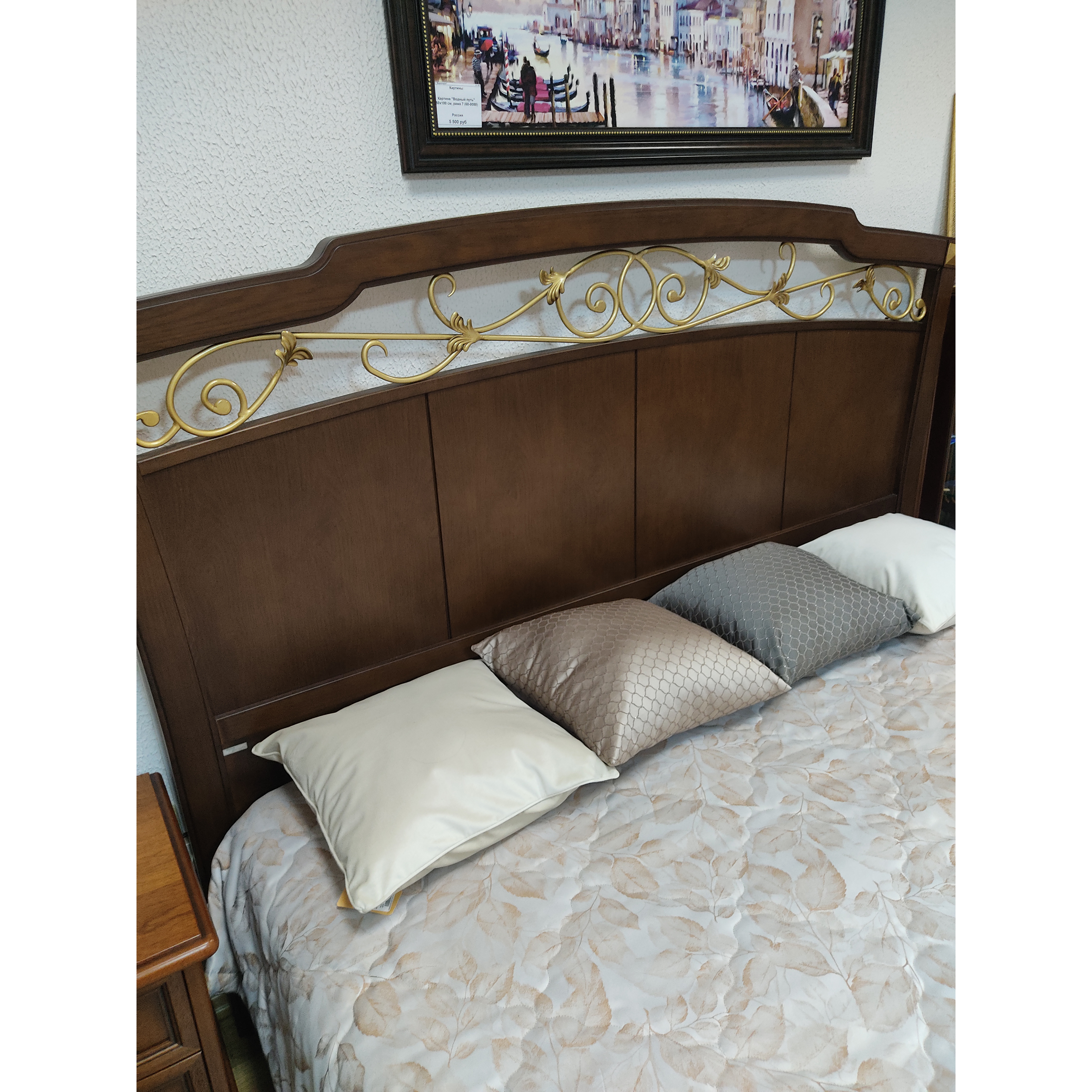 Кровать Pasion Titanic двуспальная 180x200 см, ковка, цв. roble ingles/oro (экспо)00460231+00460170