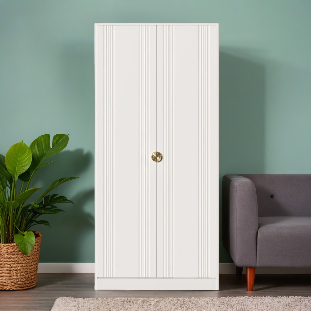 Шкаф платяной Bari White, двухдверный, 108х60х230 см, цвет: белый (BR802W)BR802W Шкаф платяной Bari White, двухдверный, 108х60х230 см, цвет: белый (BR802W)BR802W