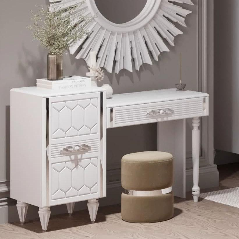 Стол туалетный Веллона Алено, цвет: белый с серебром, 116x40x80 см (ВЕЛСМР-06)ВЕЛСМР-06