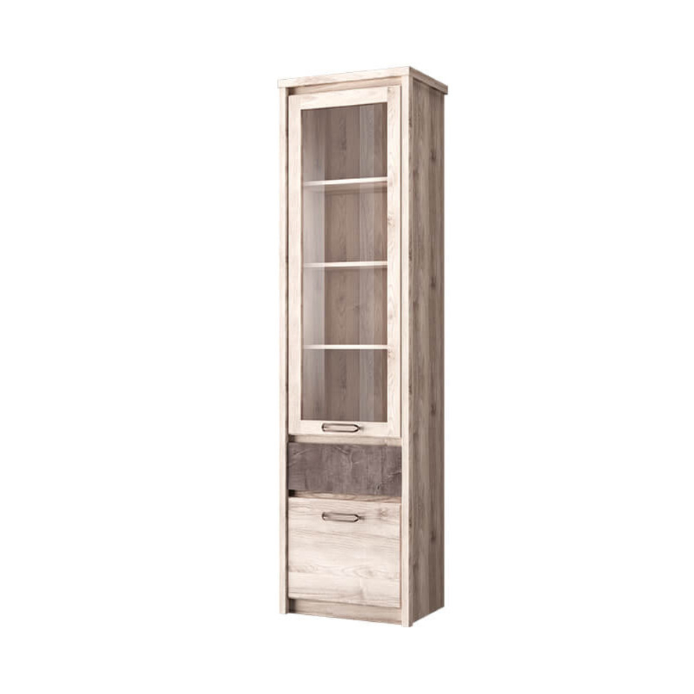 Шкаф с витриной Anrex JAZZ, цвет Каштан найроби/Оникс, размер 56х40х210 см, (659954)659954