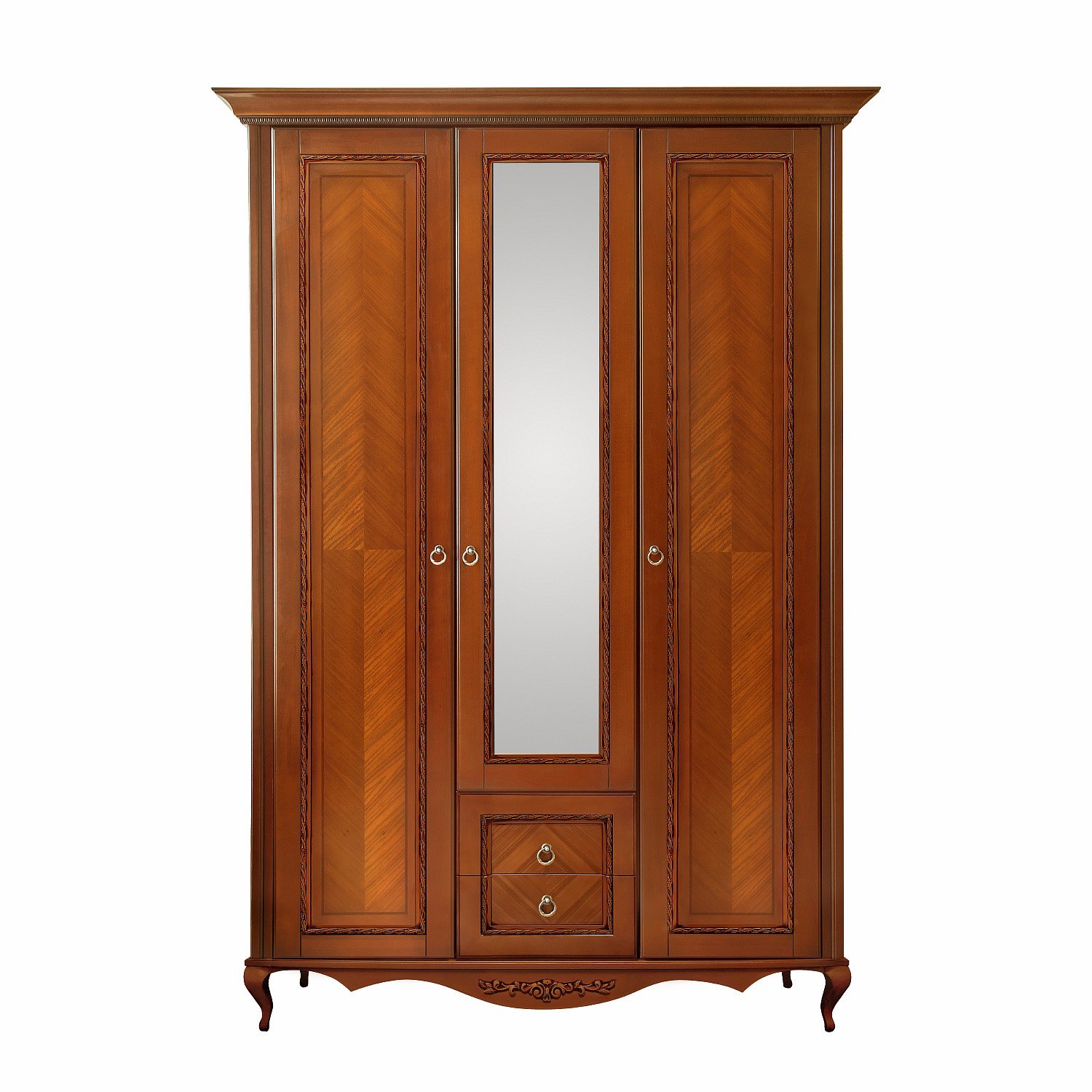 Шкаф платяной Timber Неаполь, 3-х дверный с зеркалом 159x65x227 см цвет: янтарь (T-523)T-523
