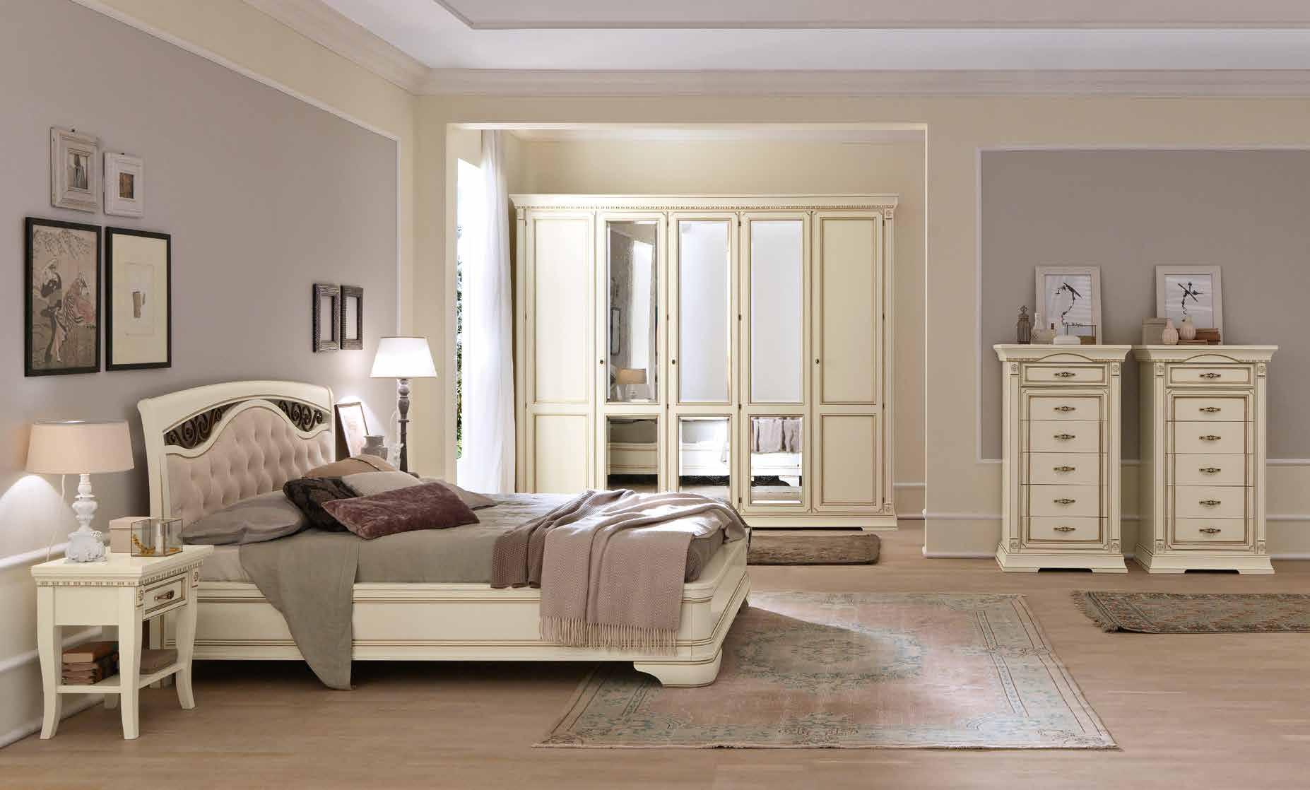Кровать Prama Palazzo Ducale laccato, полуторная, с мягким изголовьем, с ковкой, без изножья, цвет: белый с золотом, 140x200 см (71BO73LT)71BO73LT