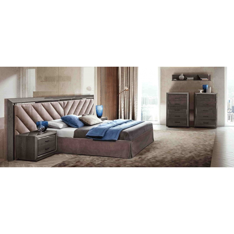 Кровать Camelgroup Elite silver, двуспальная, с подъемным механизмом, 180х200 см, широкое мягкое изголовье Nabuk 12, цвет: серебристая береза (165LET.22PL)165LET.22PL