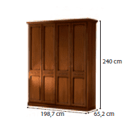 Шкаф платяной Camelgroup Torriani, 4-х дверный, без зеркал, цвет: орех, 199x65x240 см (128AR4.01NO)128AR4.01NO