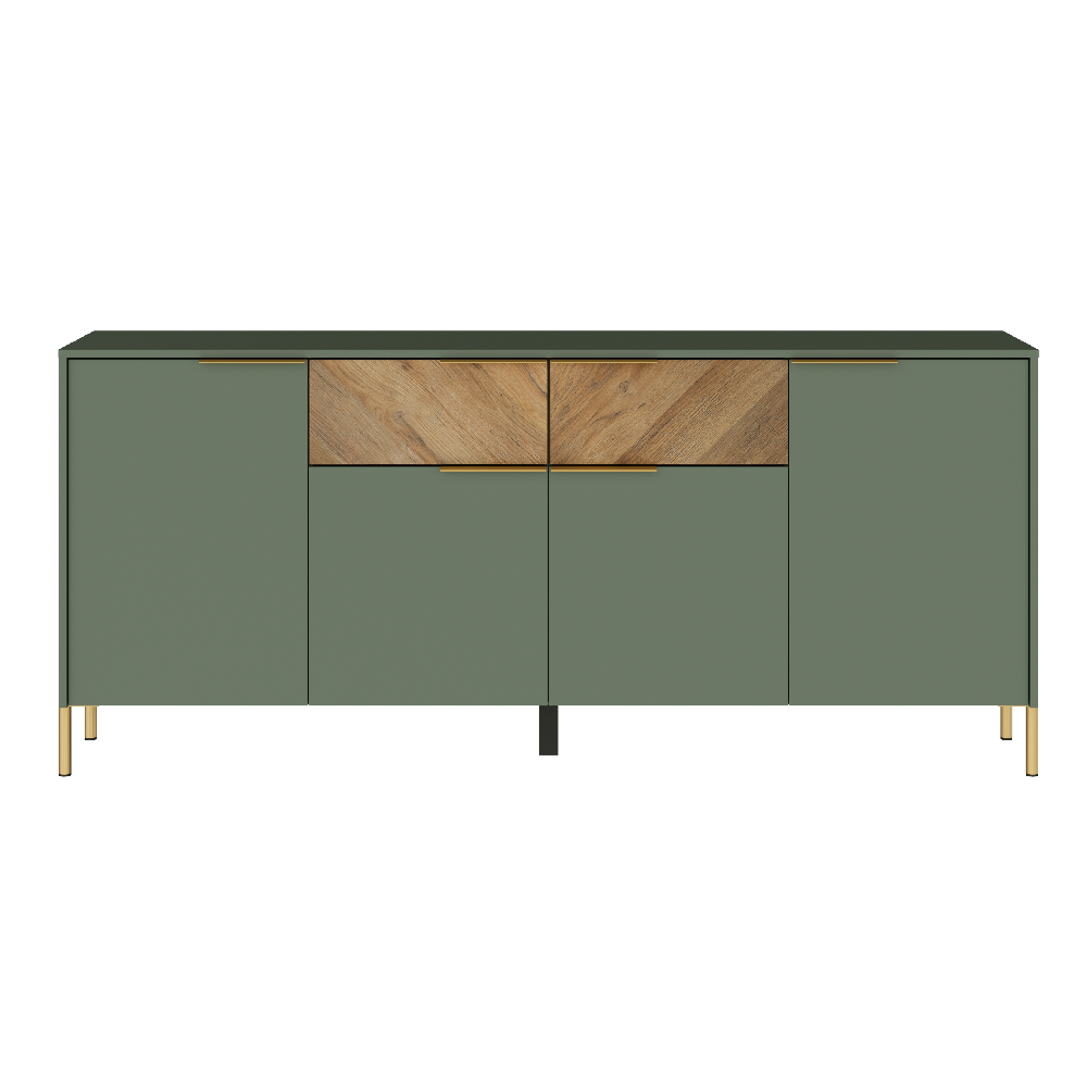 Комод-прилавок БРВ, 197x41x86 см, цвет: дымчатый зеленый/дуб вотан (KOM4D2S)KOM4D2S
