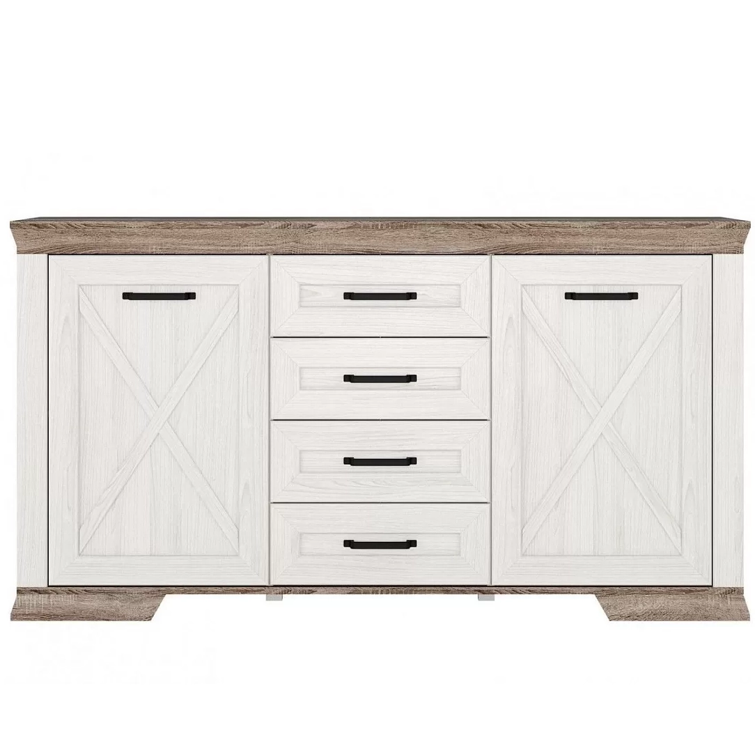 Комод-прилавок  БРВ Марсель (Marselle), цвет ясень снежный/дуб сонома темный, 167х46х91 см (KOM2D4S)KOM2D4S