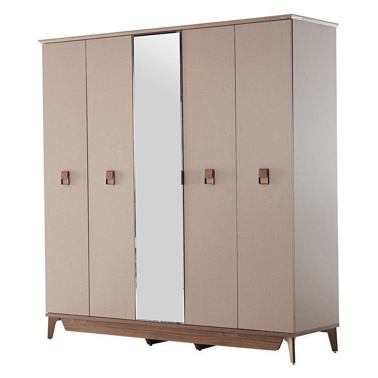 Шкаф платяной Bellona Alvis, 5-ти дверный, цвет бежевый/светлый орех 216х62х220 см (ALVIS-33 Турция)ALVIS-33 Шкаф платяной Bellona Alvis, 5-ти дверный, цвет бежевый/светлый орех 216х62х220 см (ALVIS-33 Турция)ALVIS-33