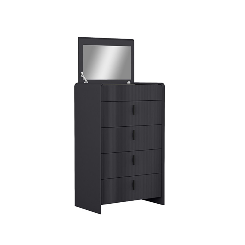 Комод 4 ящика с зеркалом APHome Naomi SB107CC-S, размер 74x45x116 см, цвет: серый (0050442624)0050442624