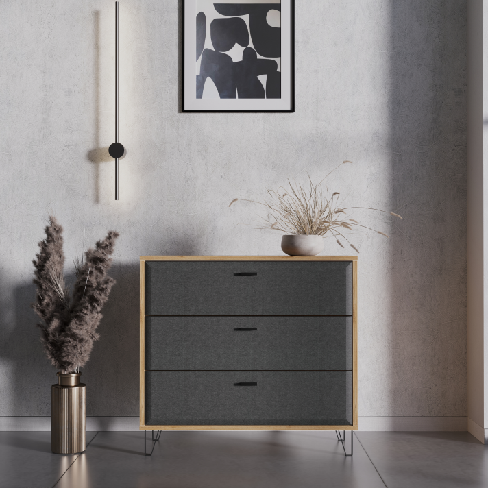Комод БРВ Грейс (Grace), цвет дуб наварра/графит 98х42х90 см (KOM3S)KOM3S