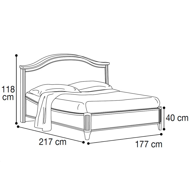 Кровать Camelgroup Nostalgia Gendarme двуспальная, без изножья, цвет: орех, 160x200 см (085LET.09NO)085LET.09NO