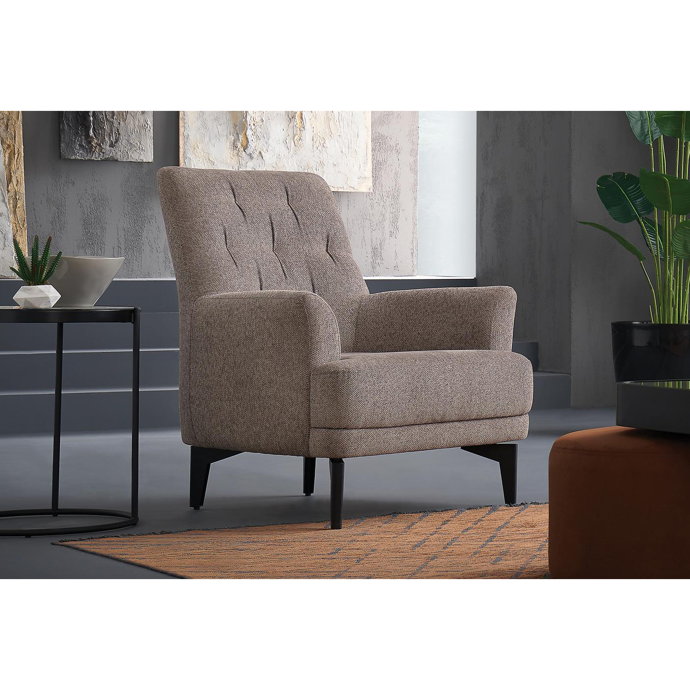 Кресло Enza Home Dorian, цвет 2039-K1-12404 Taupe (серо-коричневый), размер 80х86х93 см
