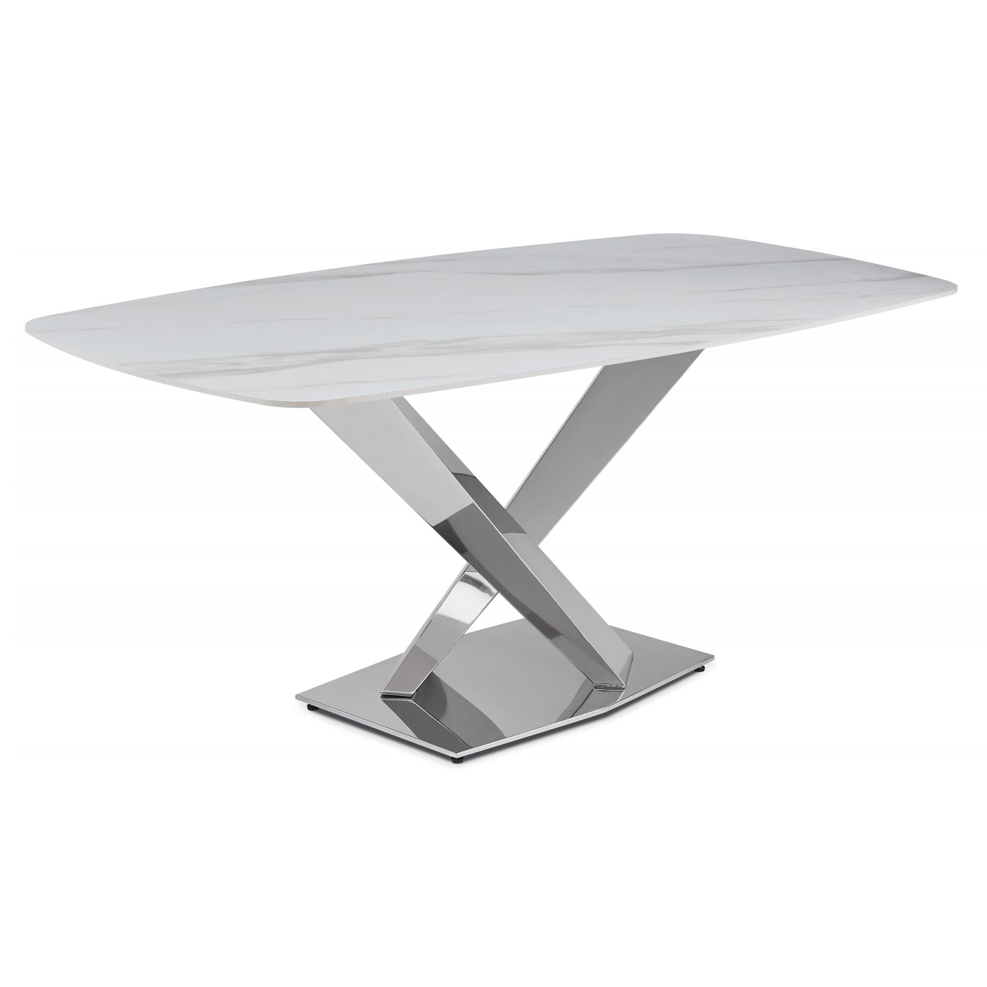 Стол обеденный IST-CASA Интерно Силвер DT-2883, размер 180х90х75 см, цвет: белый мрамор|серебро (DT-2883.4casa)DT-2883.4casa Стол обеденный IST-CASA Интерно Силвер DT-2883, размер 180х90х75 см, цвет: белый мрамор|серебро (DT-2883.4casa)DT-2883.4casa
