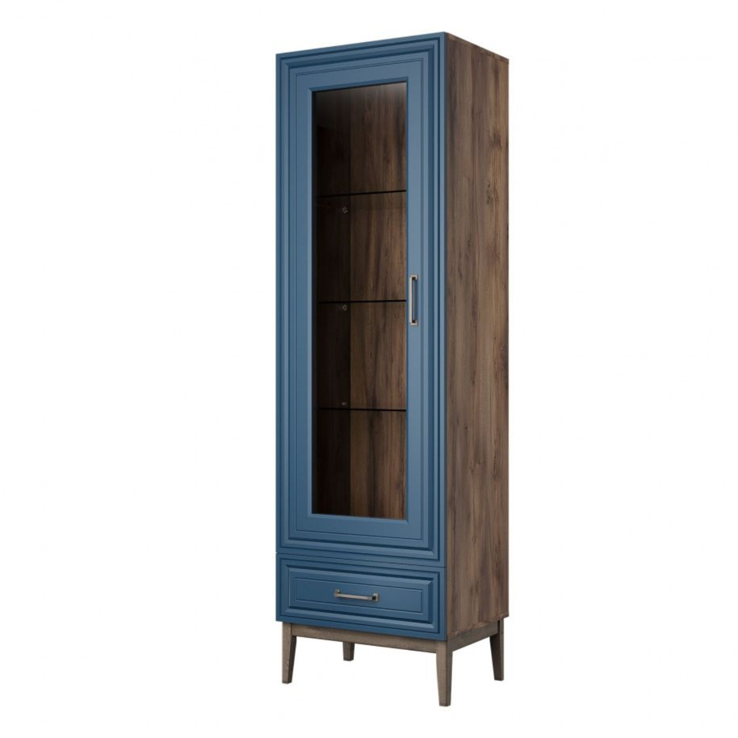 Шкаф витрина Bravo Гориция однодверный, цвет: сапфировый, размер 60х46х200 см