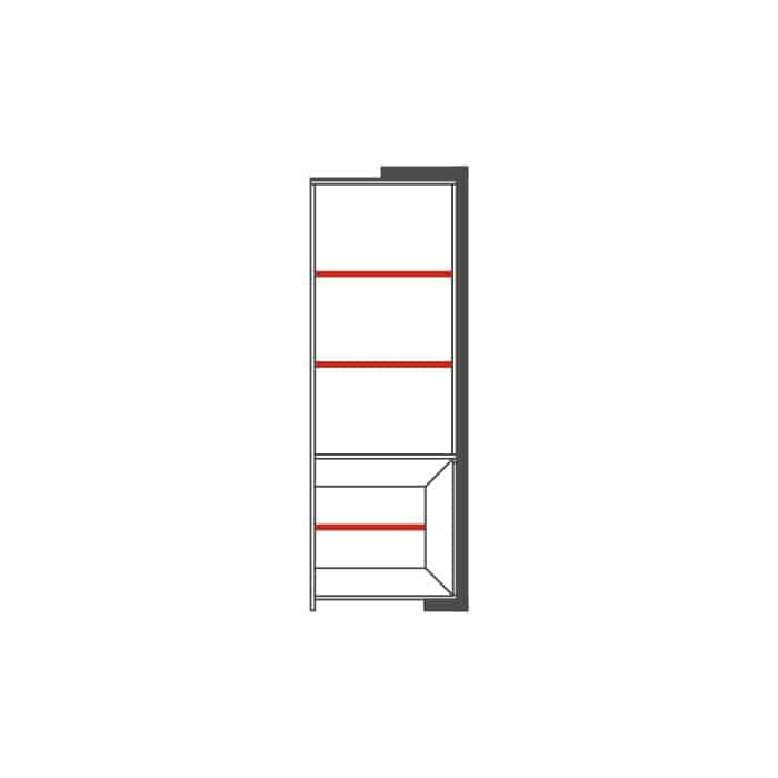 Книжный шкаф Mebin Corino, 1DS, правый, цвет: дуб натуральный+черный/орех+черный, размер 68х42х193 Witryna otwarta 1DS prawa