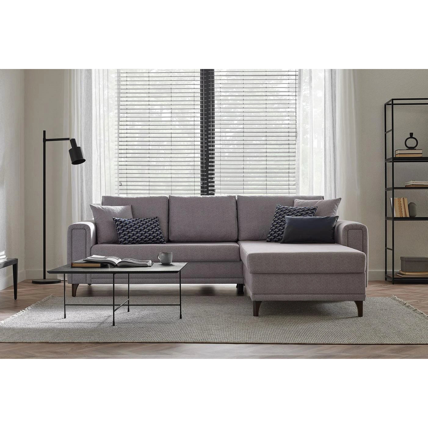 Диван-кровать Enza Home Maris, угловой, правый, цвет 14212 Mavi, размер 257х206х87 см Диван-кровать Enza Home Maris, угловой, правый, цвет 14212 Mavi, размер 257х206х87 см