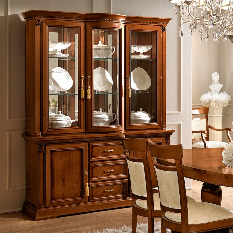 Витрина Camelgroup Treviso, 3-х дверная, с базой с ящиками, цвет: вишня, 158x50x210 см (134VT3.05CI)134VT3.05CI