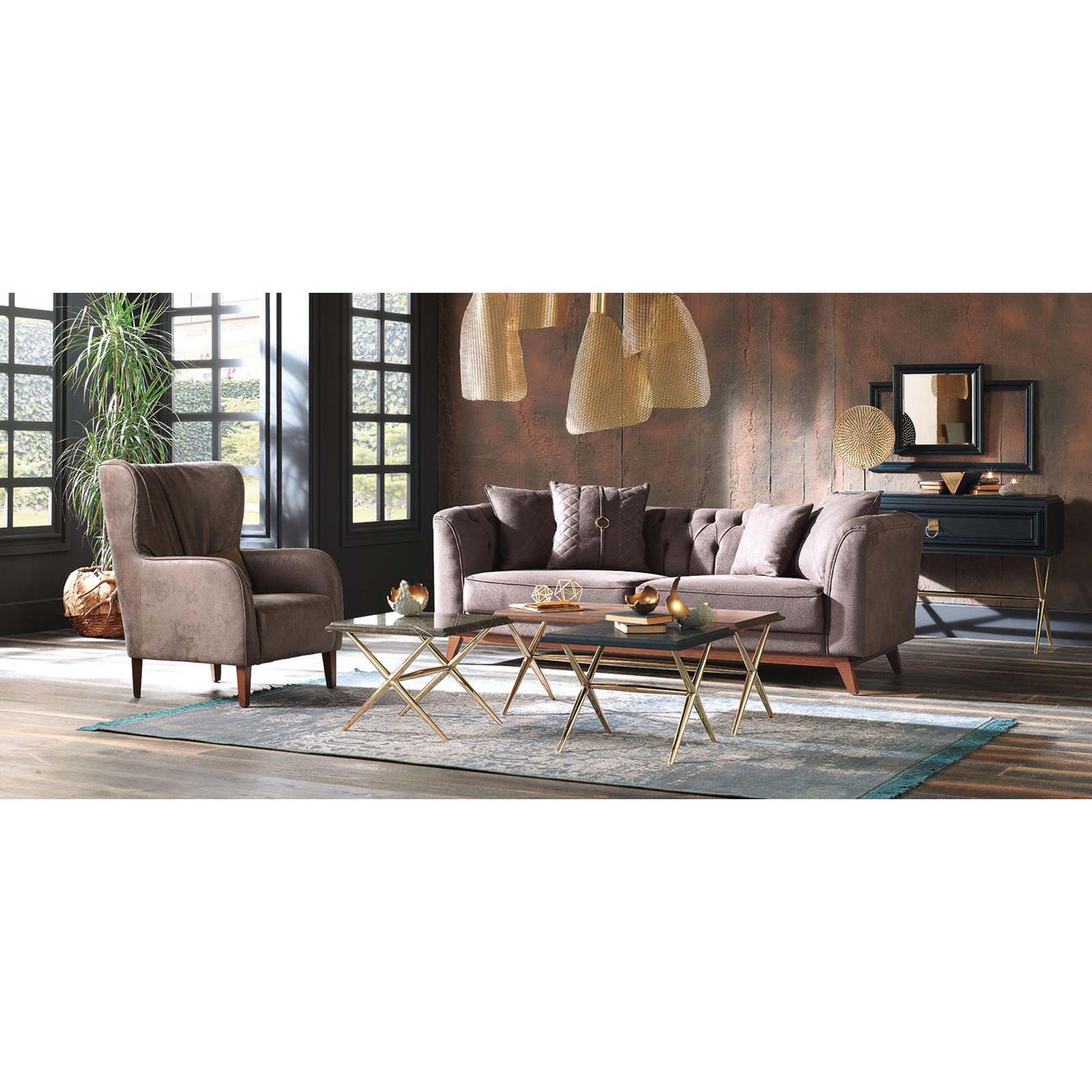 Стол журнальный Enza Home Elegante, приставной, мрамор, размер 53х42х53 смEH20169