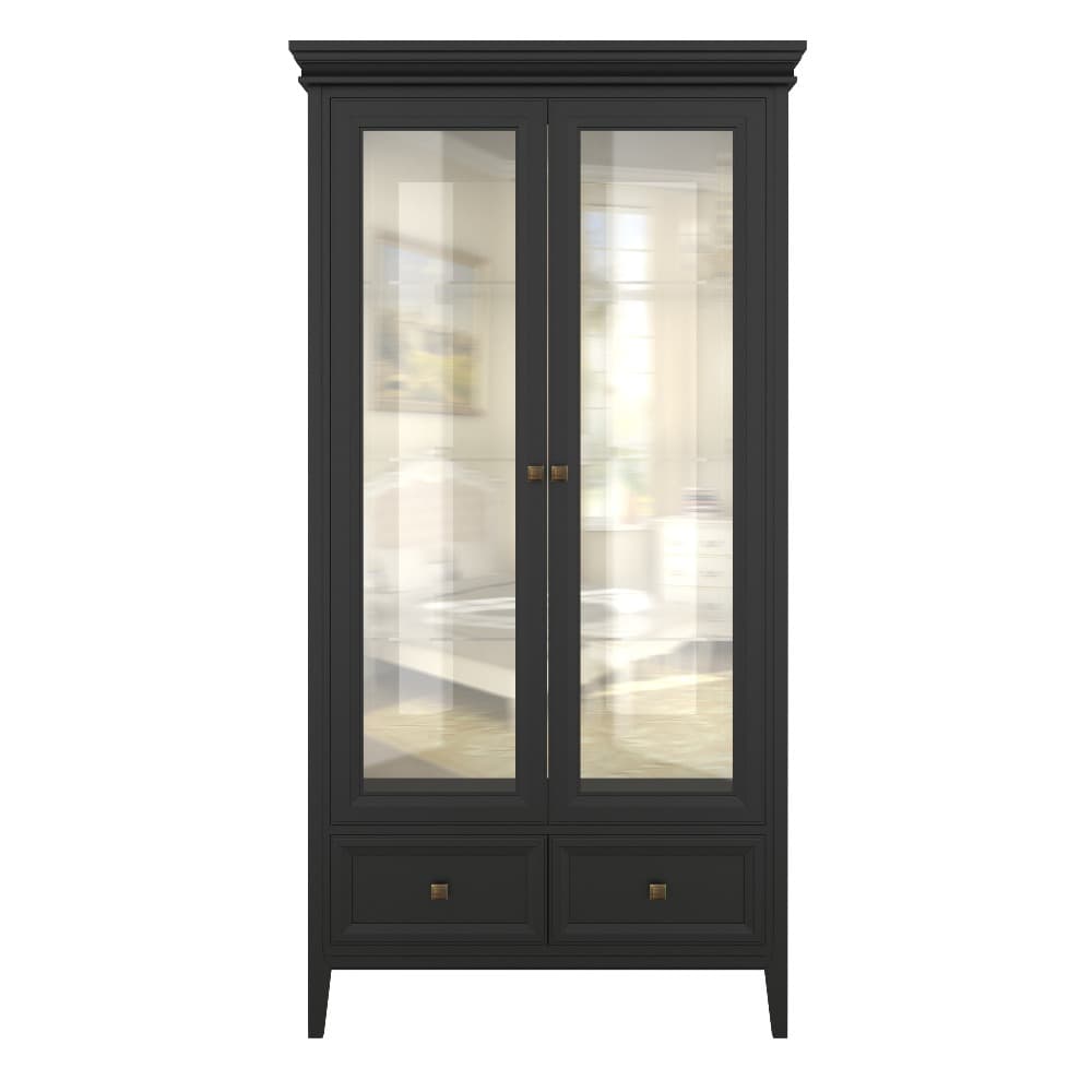 Витрина Tesoro Black, двухдверная, с зеркалом, 105х40х211,5 см, цвет: черный (T603BL)T603BL