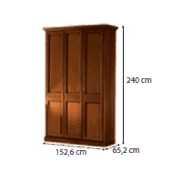 Шкаф платяной Camelgroup Torriani, 3-х дверный, без зеркал, цвет: орех, 153x65x240 см (128AR3.01NO)128AR3.01NO