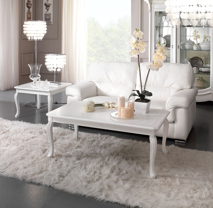 Столик журнальный Casa+39 Prestige laccato, прямоугольный, цвет: белый, 120x70x50 см (614)614