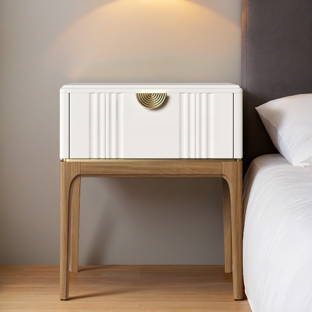 Тумбочка прикроватная Bari White, 1 ящик, 52х45х62 см, цвет: белый (BR301W)BR301W Тумбочка прикроватная Bari White, 1 ящик, 52х45х62 см, цвет: белый (BR301W)BR301W