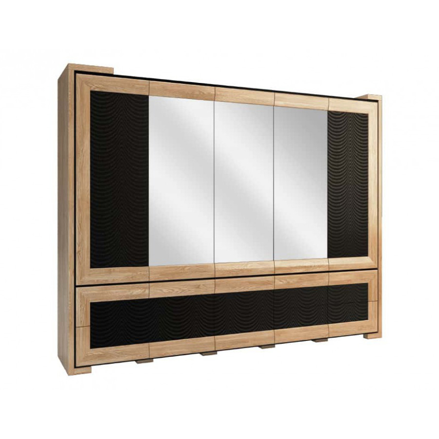 Шкаф платяной Mebin Corino, 5 дверный, размер 313х62х200, цвет: дуб натуральный/орех (Szafa 5D)Szafa 5D