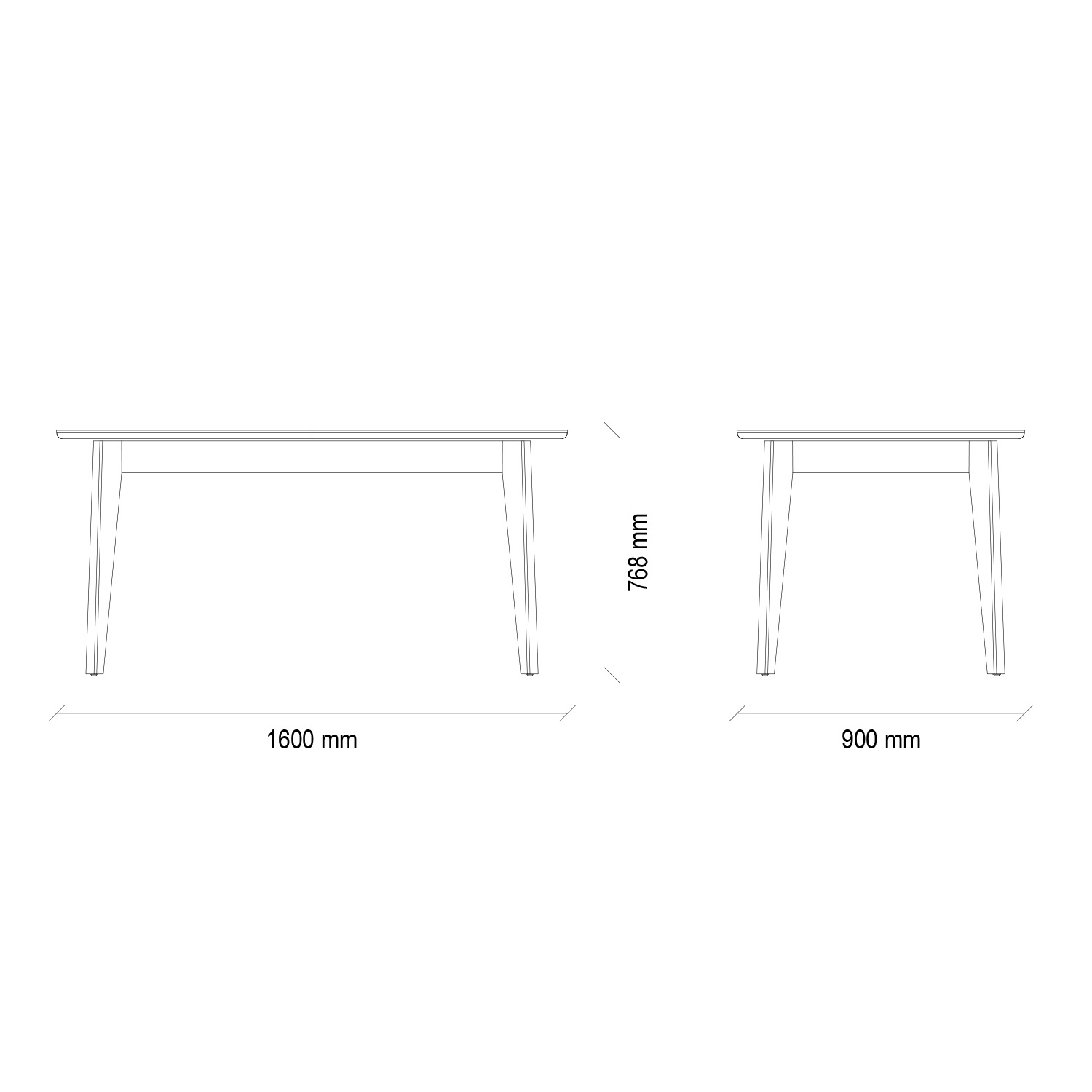 Стол обеденный Enza Home Riga, прямоугольный, раскладной, размер 160(200)х90х77 см07.182.0436.0000.0164.0000.