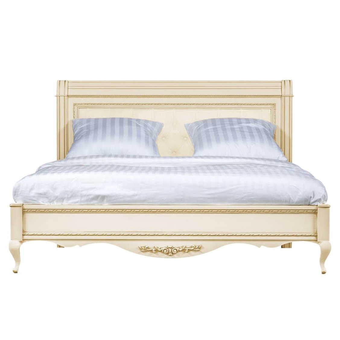 Кровать Timber Неаполь, двуспальная с мягким изголовьем 180x200 см цвет: ваниль с золотом (T-528)T-528