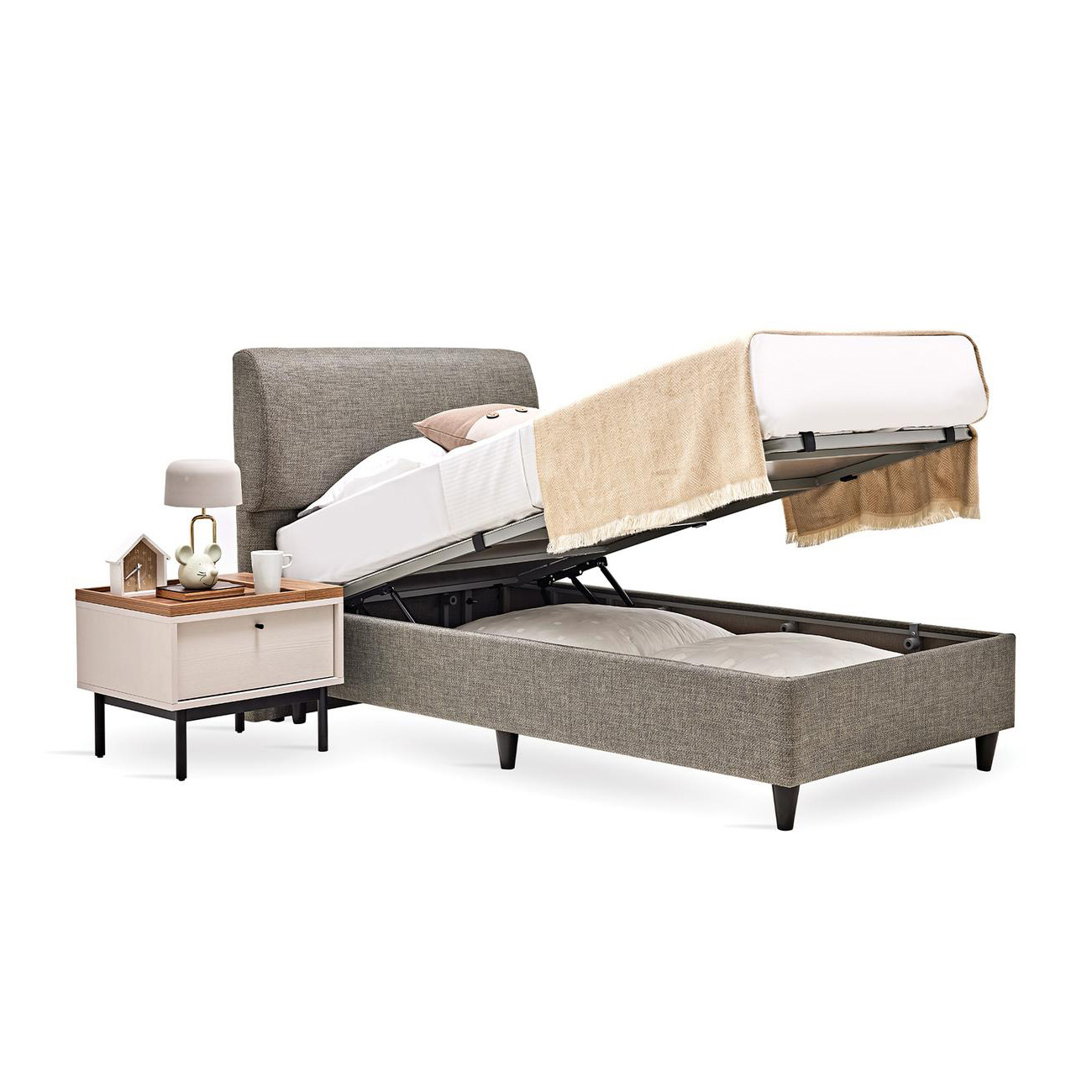 Кровать Enza Home Loreto, односпальная, с подъемным механизмом, 100x200 см Кровать Enza Home Loreto, односпальная, с подъемным механизмом, 100x200 см
