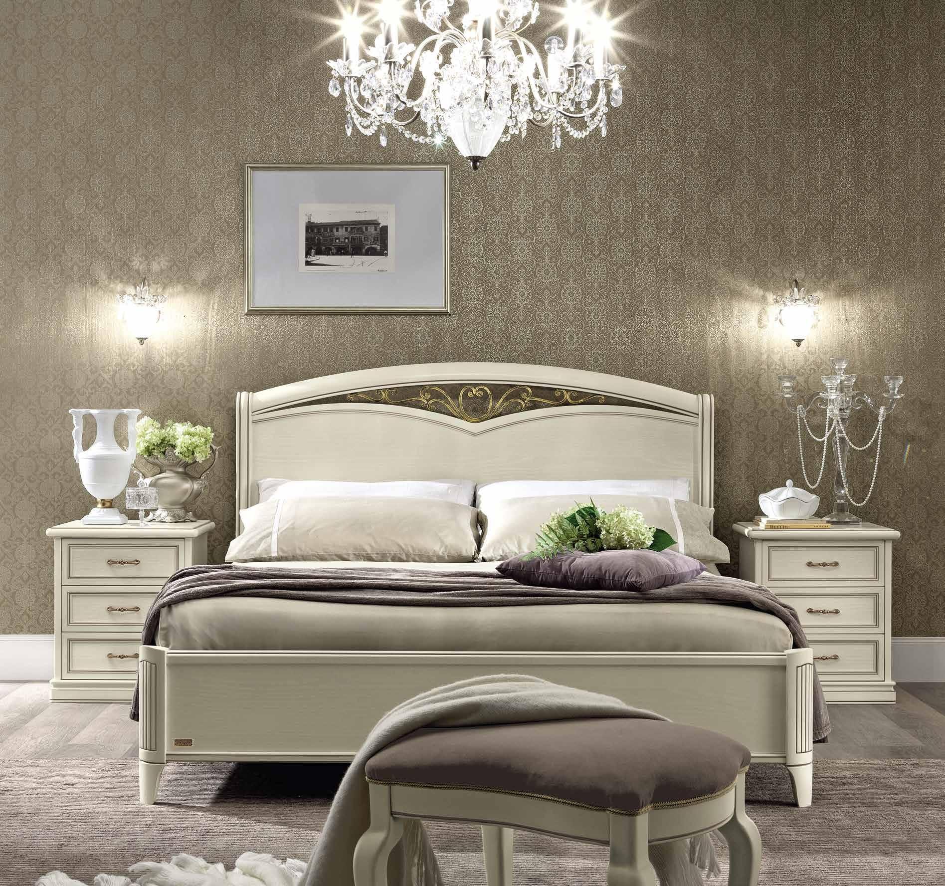 Кровать Nostalgia Bianco Antico, двуспальная, без изножья, цвет: белый антик, 160x200 см (085LET.11BA)085LET.11BA