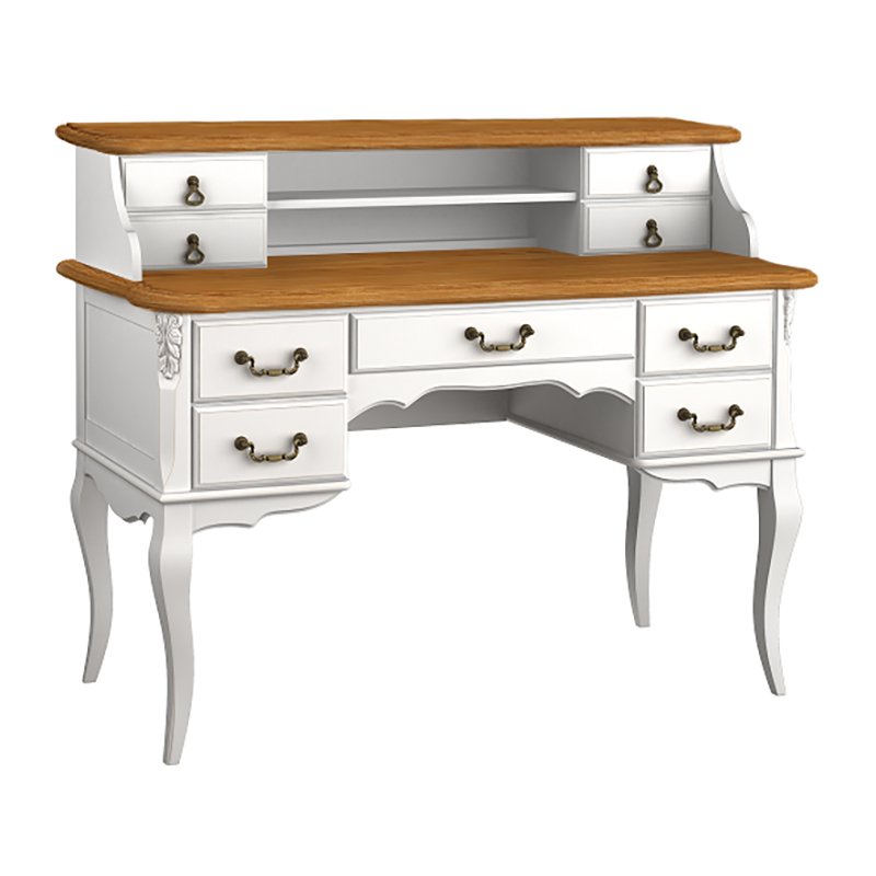 Стол письменный Aletan Provence Wood с надставкой, цвет: слоновая кость-дерево 132х60х106 см (W702+W703)W702+W703