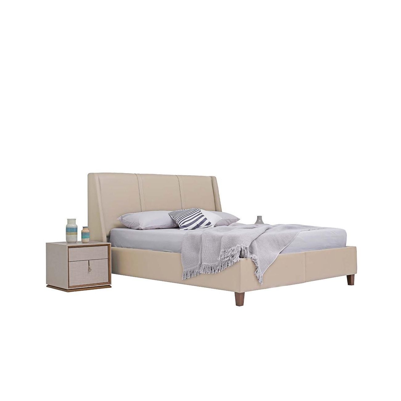 Кровать Enza Home Netha, двуспальная, с подъемным механизмом, 160х200 см, ткань 22102 Cream07.110.0516.1306.0006.0000.221+07.100.0516.1306.0013.0003.221