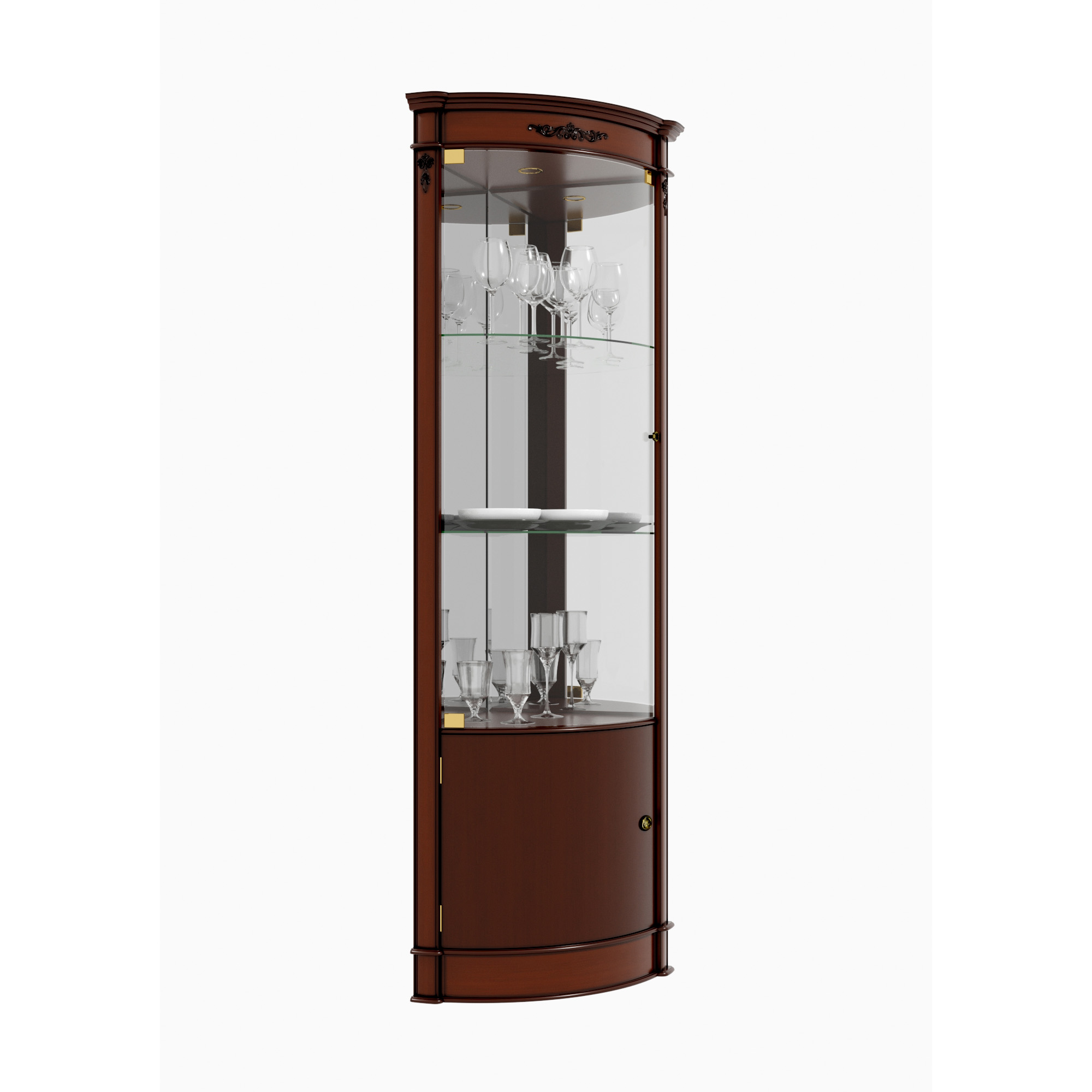 Витрина угловая Atrium, размер 48х48х208 см, цвет: орех (М1640-А) экспоМ1640-А