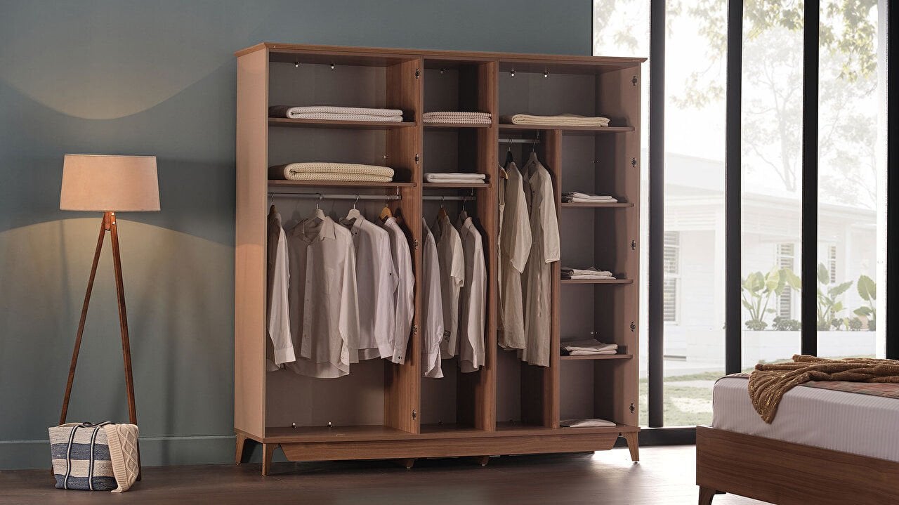 Шкаф платяной Bellona Alvis, 5-ти дверный, цвет бежевый/светлый орех 216х62х220 см (ALVIS-33 Турция)ALVIS-33 Шкаф платяной Bellona Alvis, 5-ти дверный, цвет бежевый/светлый орех 216х62х220 см (ALVIS-33 Турция)ALVIS-33