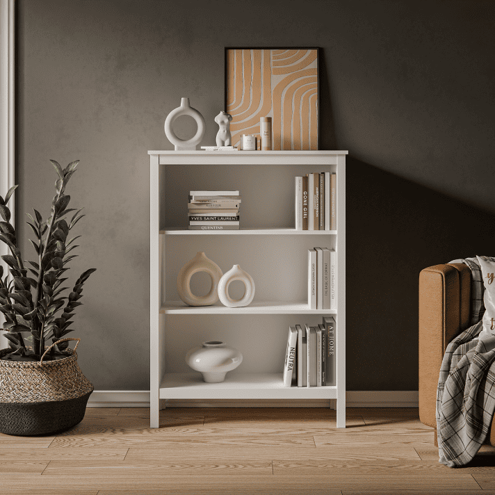 Стеллаж низкий БРВ Ева (Ewa), цвет белый, 90х37х126 см (REG/125)REG/125