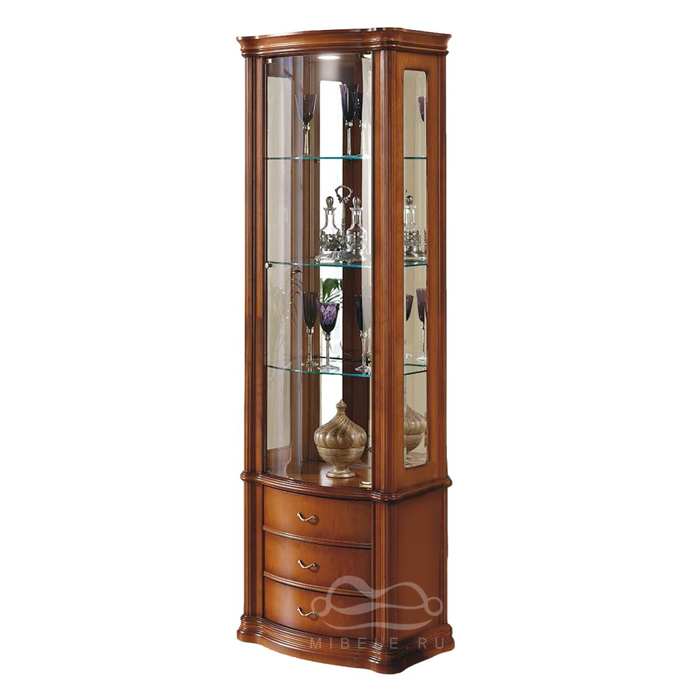 Витрина Disemobel Classic, 1-но дверная правая, с подсветкой,цв. nogal-5, 64x39x196 см (922-D) (экспо)922-D
