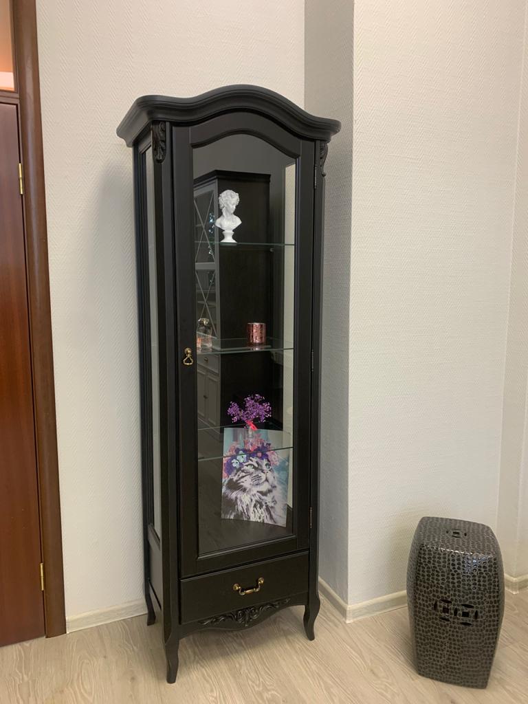 Витрина Aletan Provence, однодверная, левая, цвет: черный, размер 70х44х203 см (B602BL)B602BL Витрина Aletan Provence, однодверная, левая, цвет: черный, размер 70х44х203 см (B602BL)B602BL