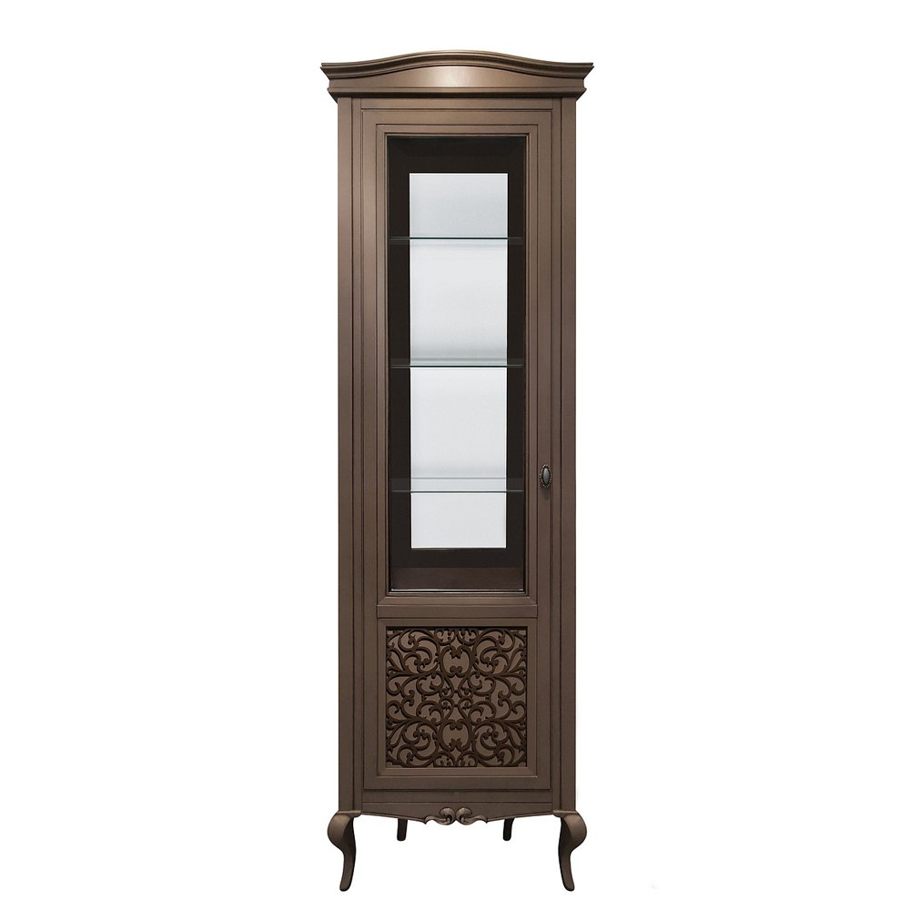 Витрина Timber Портофино, однодверная, левая, с декором, цвет: кофейный (Т-501LД/QUMA)Т-501LД/QUMA